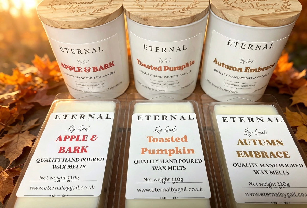 Autumn Range Variety pack of wax melts each net weight 110g Toasted Pumpkin, Apple Bark and Autumn embrace