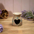Modern Stoneware Wax Burner Set – Matte Finish with Debossed Abstract Geometric Patterns | Minimalist Home Fragrance Diffuser