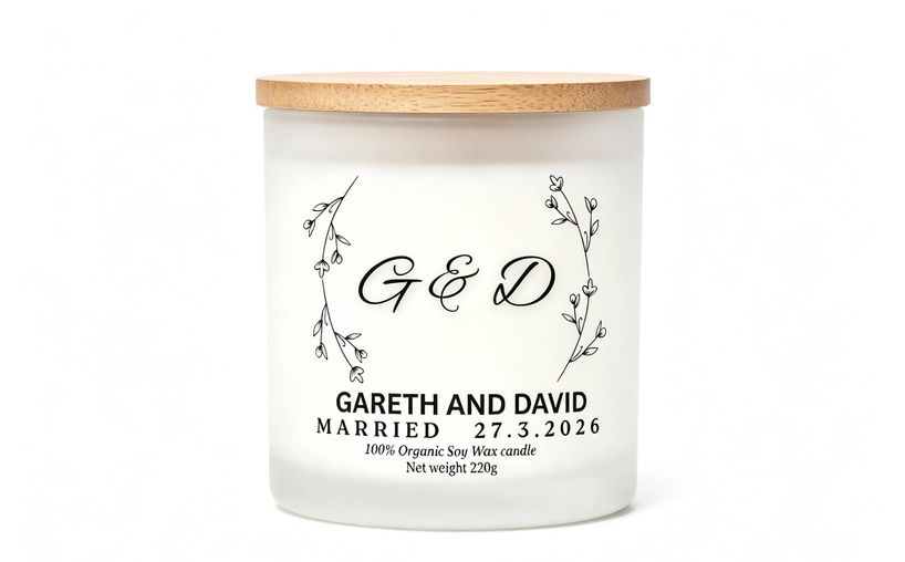 Wedding personalised candle gift
