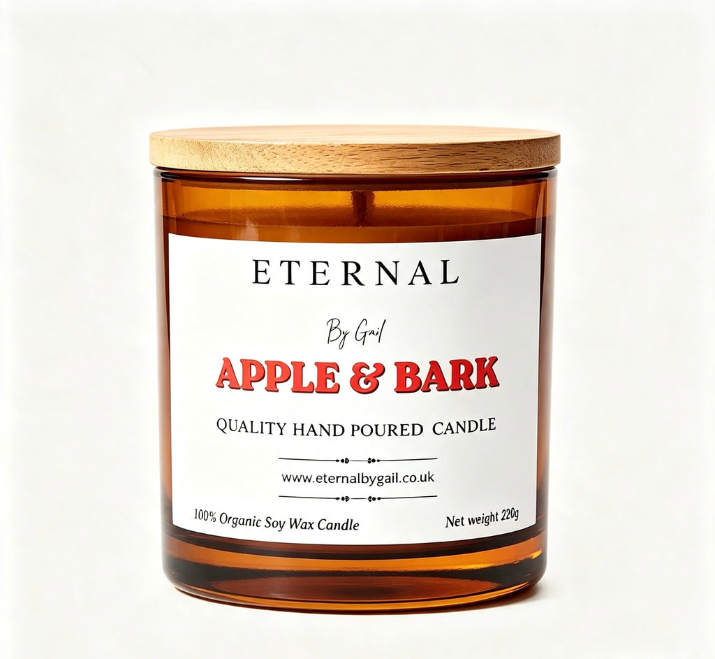 Apple & Bark Autumn Candle | 220g Soy Wax | Cozy Fall Fragrance | Clean Burn
