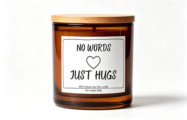 No words just hugs personalised loving candle gift