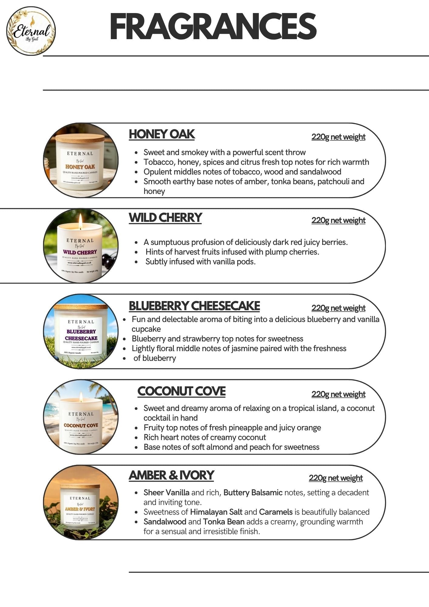 Honey Oak 220g - 100% Vegan Soy Candle