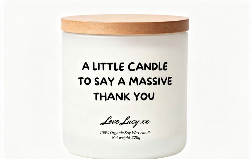 A little candle to say a Big thank you with a personalised candle gift