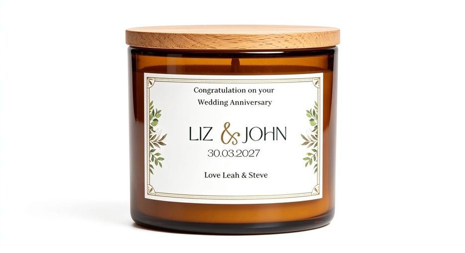 Congratulations on your wedding anniversary personalised candle gift
