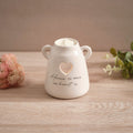 Sentiment home is where the heart is ceramic burner with handles and heart cut out