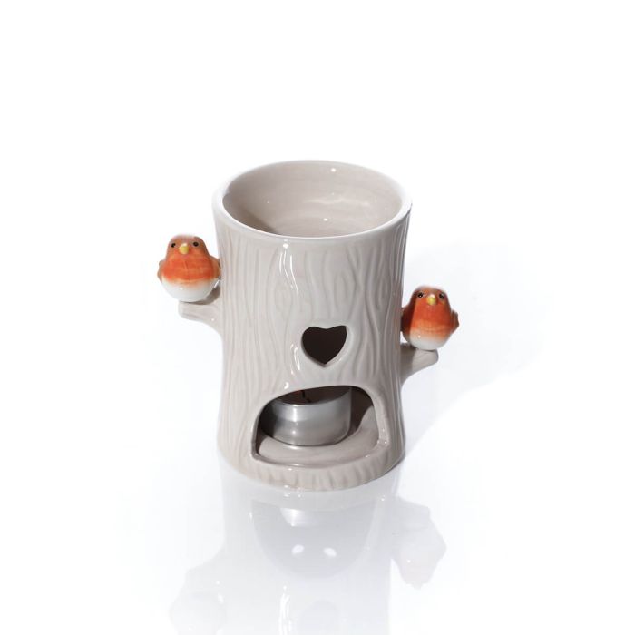 Tiny World: Robin on Tree Branch Ceramic Wax Melt Burner