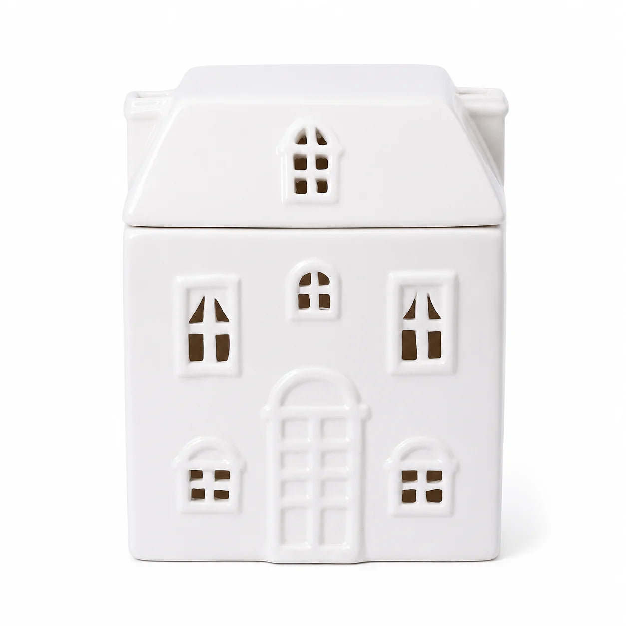 Large Ceramic House-Shaped Wax Burner – Off-White Matte Finish | Decorative Electric Wax Melter for Cozy Home Ambiance