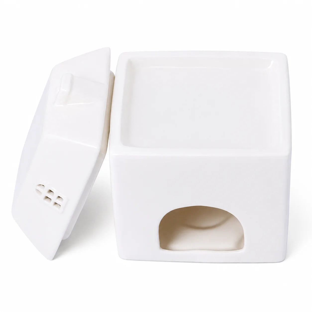 Large Ceramic House-Shaped Wax Burner – Off-White Matte Finish | Decorative Electric Wax Melter for Cozy Home Ambiance