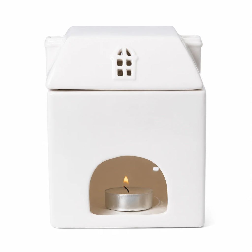 Large Ceramic House-Shaped Wax Burner – Off-White Matte Finish | Decorative Electric Wax Melter for Cozy Home Ambiance