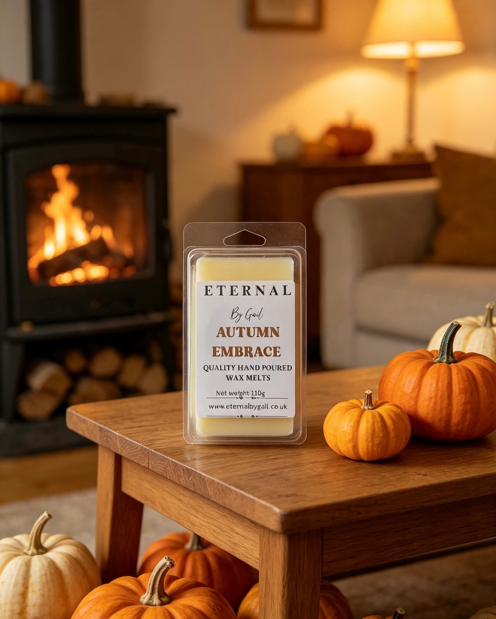 Autumn embrace cosy spice warm nights Halloween soy wax candle 220g