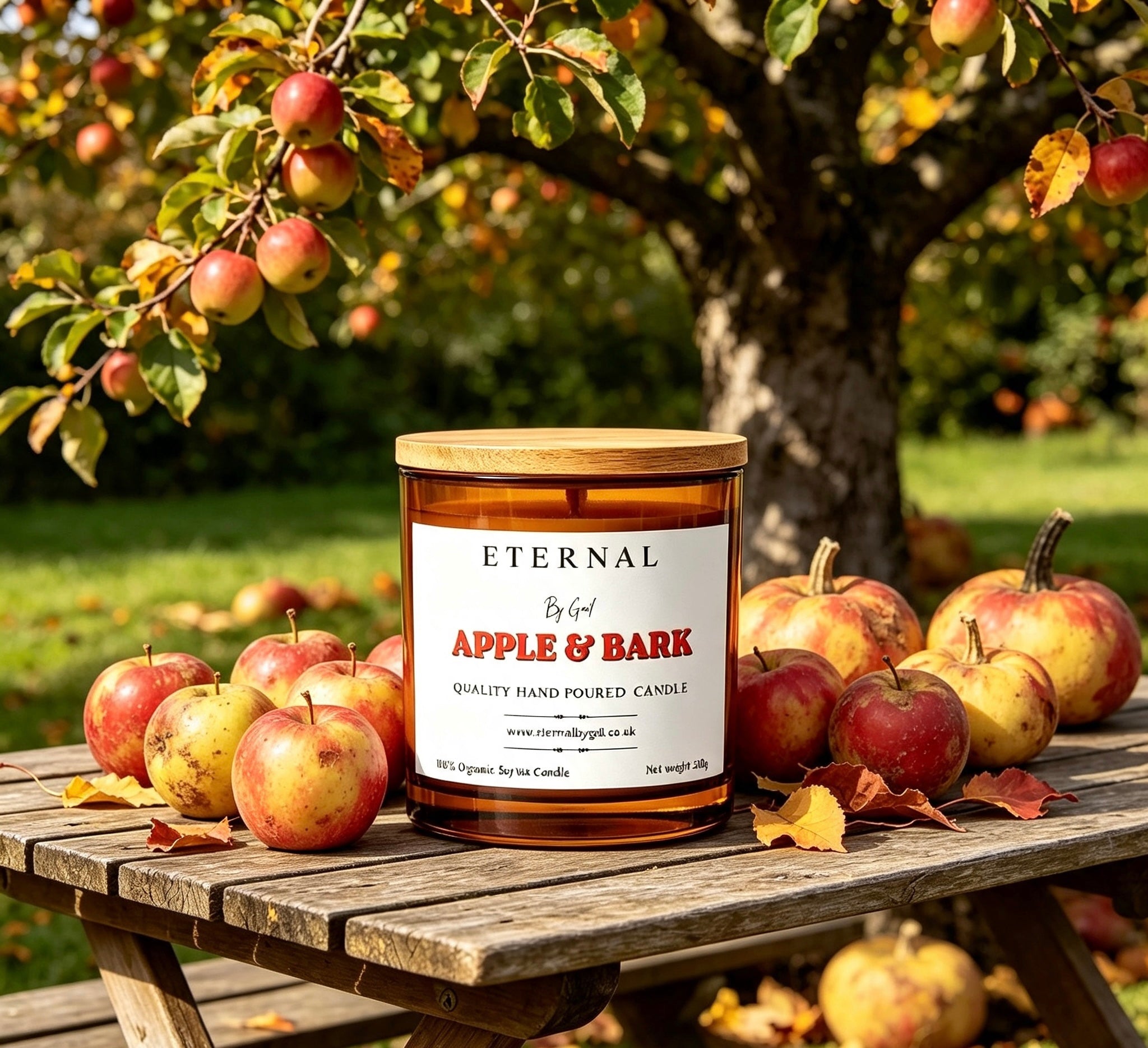 Apple & Bark Autumn Candle | 220g Soy Wax | Cozy Fall Fragrance | Clean Burn