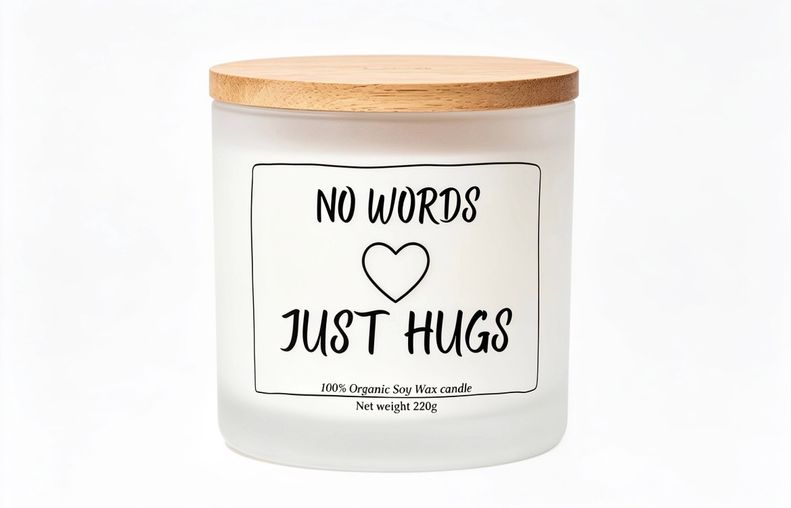 No words just hugs personalised loving candle gift