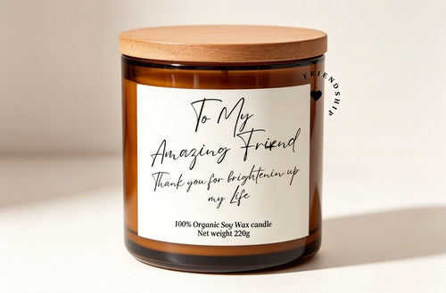 Amazing friend thank you personalised candle gift