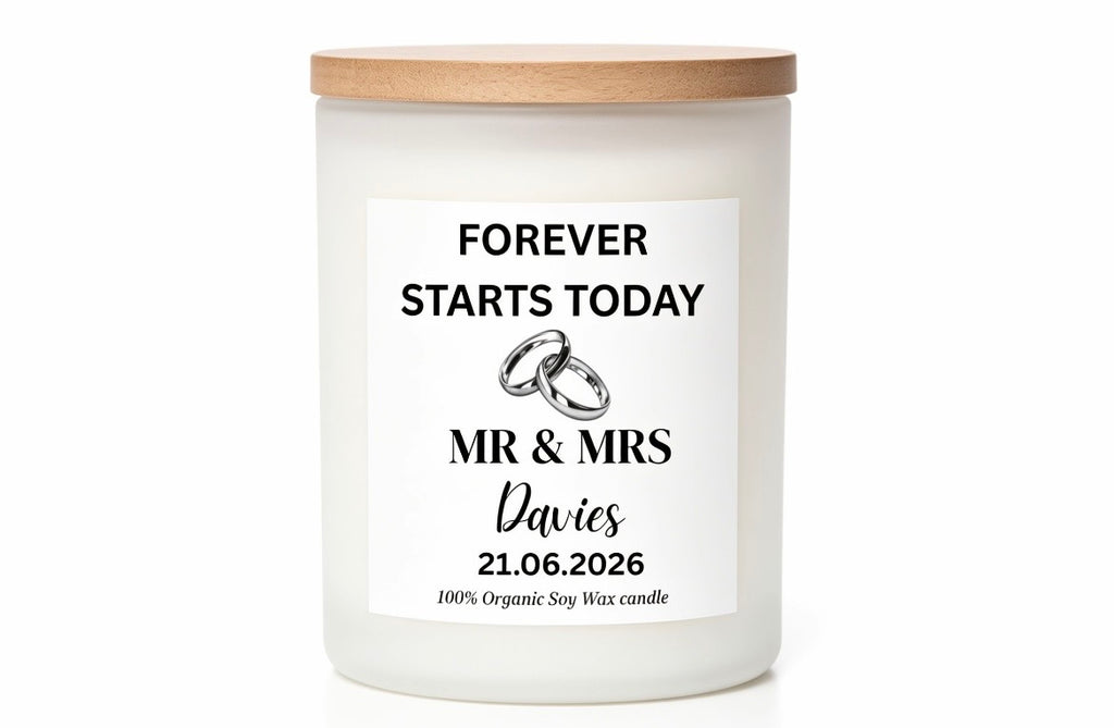 Wedding gift personalised candle