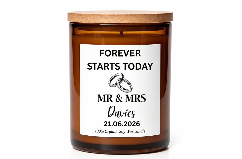 Wedding gift personalised candle
