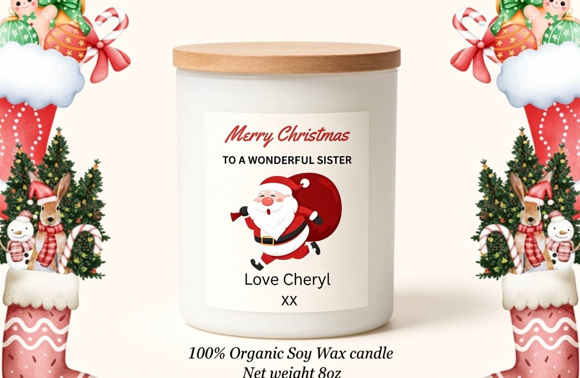 Personalised Christmas Candle with Custom Message Custom Jar Candle Gift Holiday Soy Candle Unique Xmas Gift for Him or Her Stocking Filler