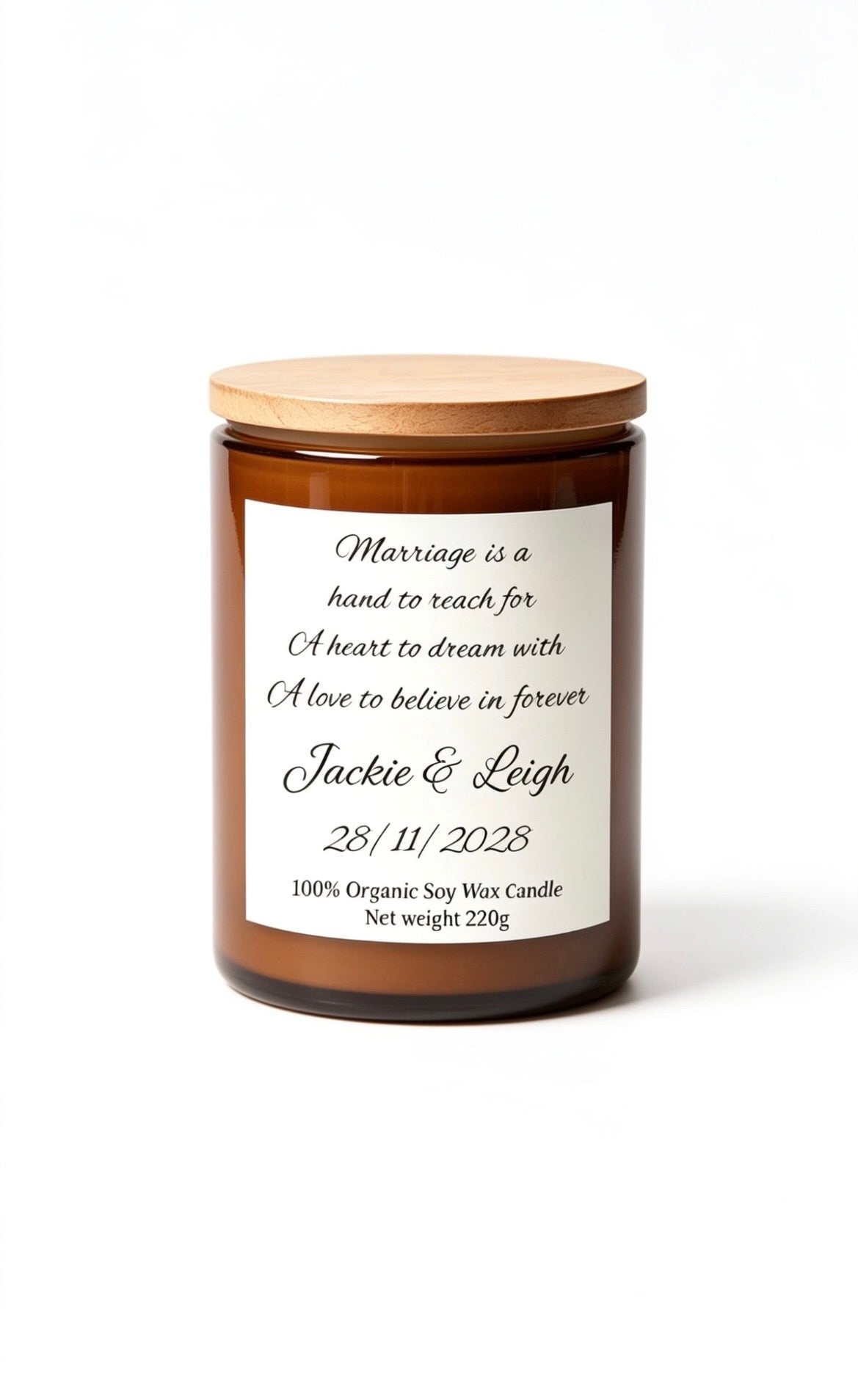 Wedding personalised candle