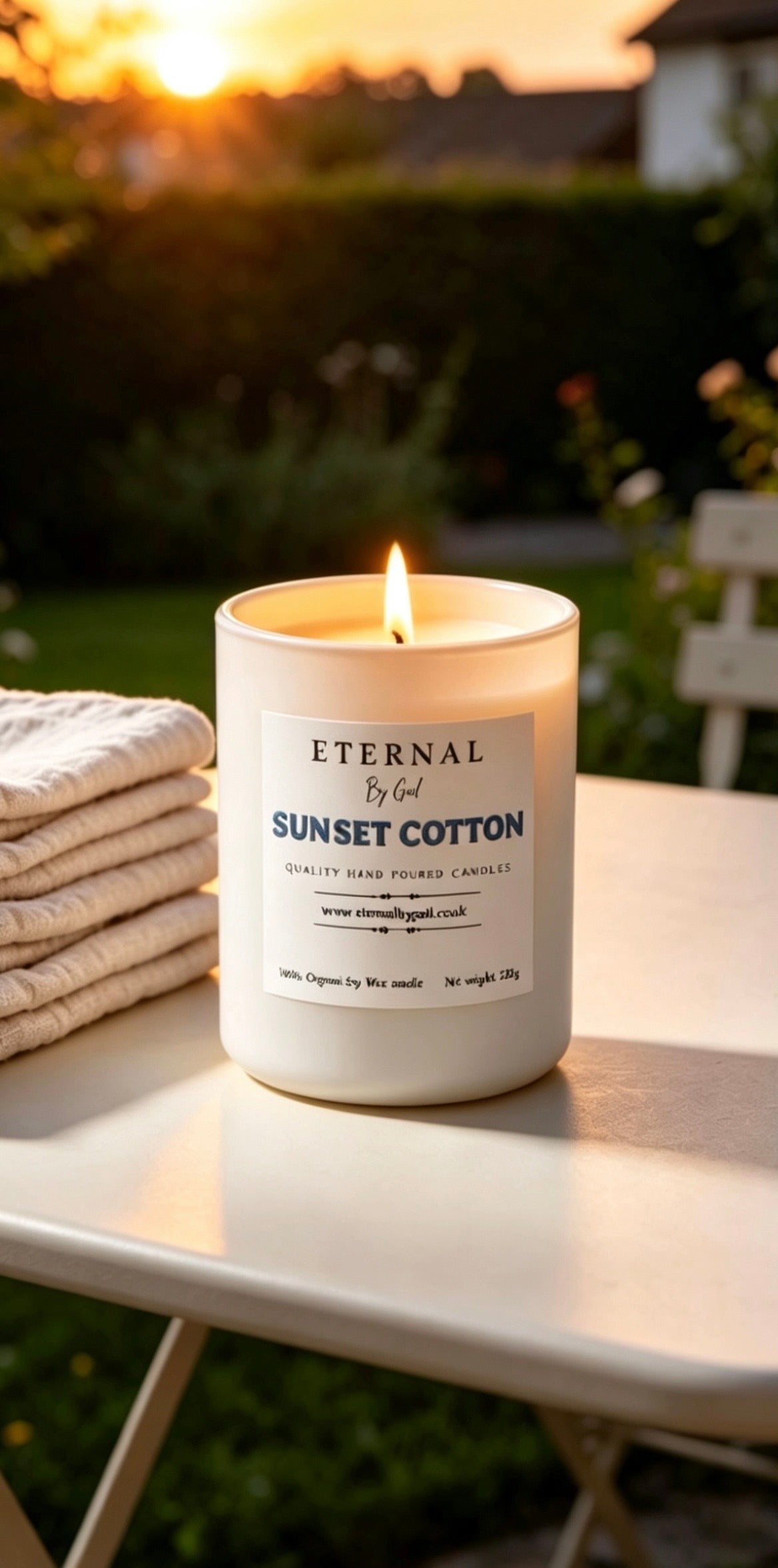 Sun set Cotton 220g 100% Soy Wax Candle
