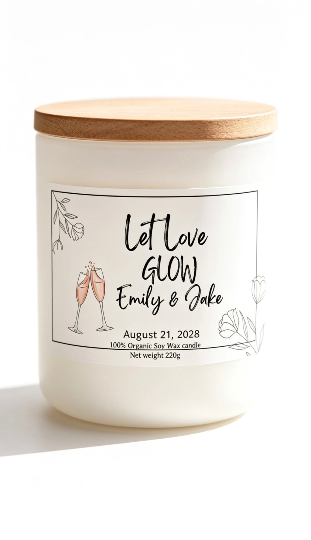 Let Love glow personalised wedding candle gift