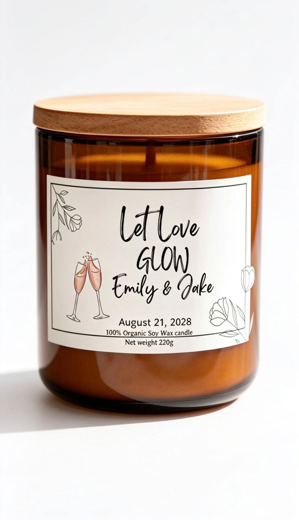 Let Love glow personalised wedding candle gift