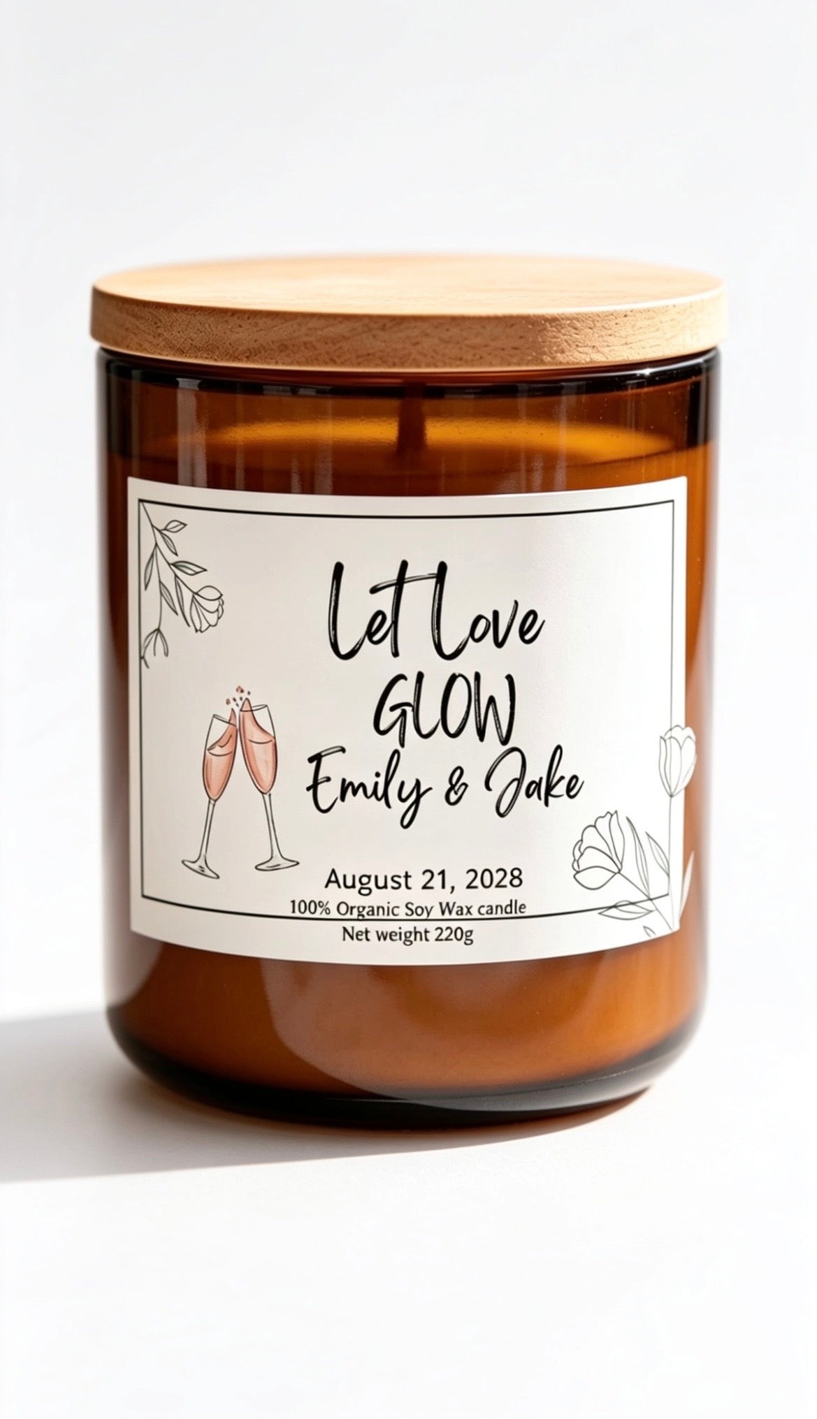 Let Love glow personalised wedding candle gift