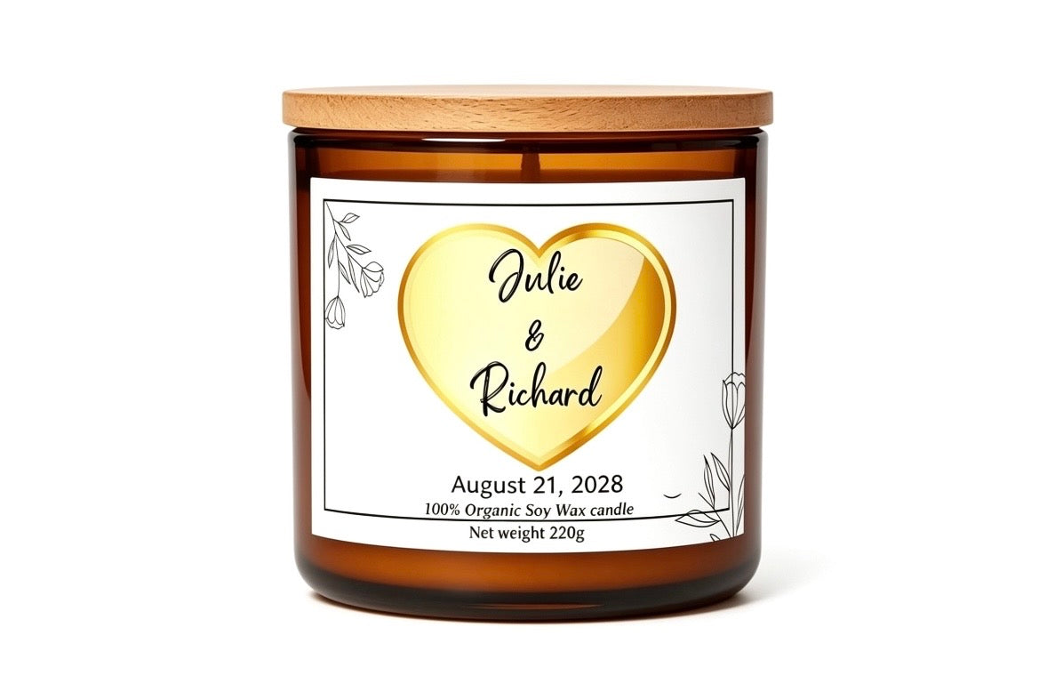 Wedding day personalised gift candle