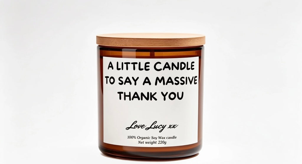 A little candle to say a Big thank you with a personalised candle gift