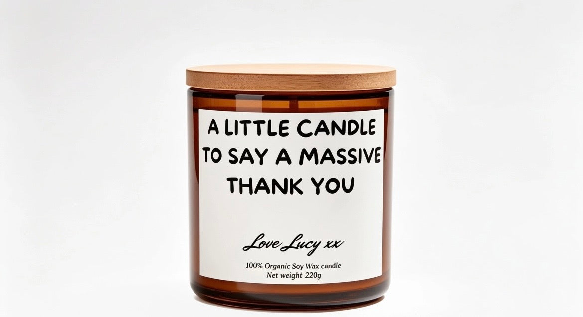 A little candle to say a Big thank you with a personalised candle gift