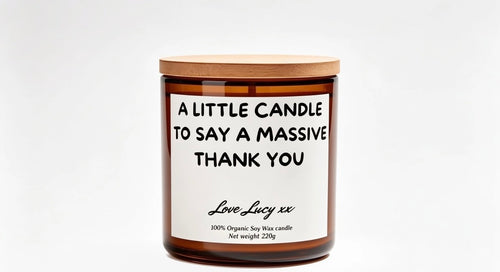 A little candle to say a Big thank you with a personalised candle gift