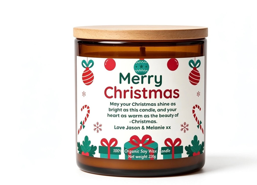Merry Christmas with a personalised candle gift