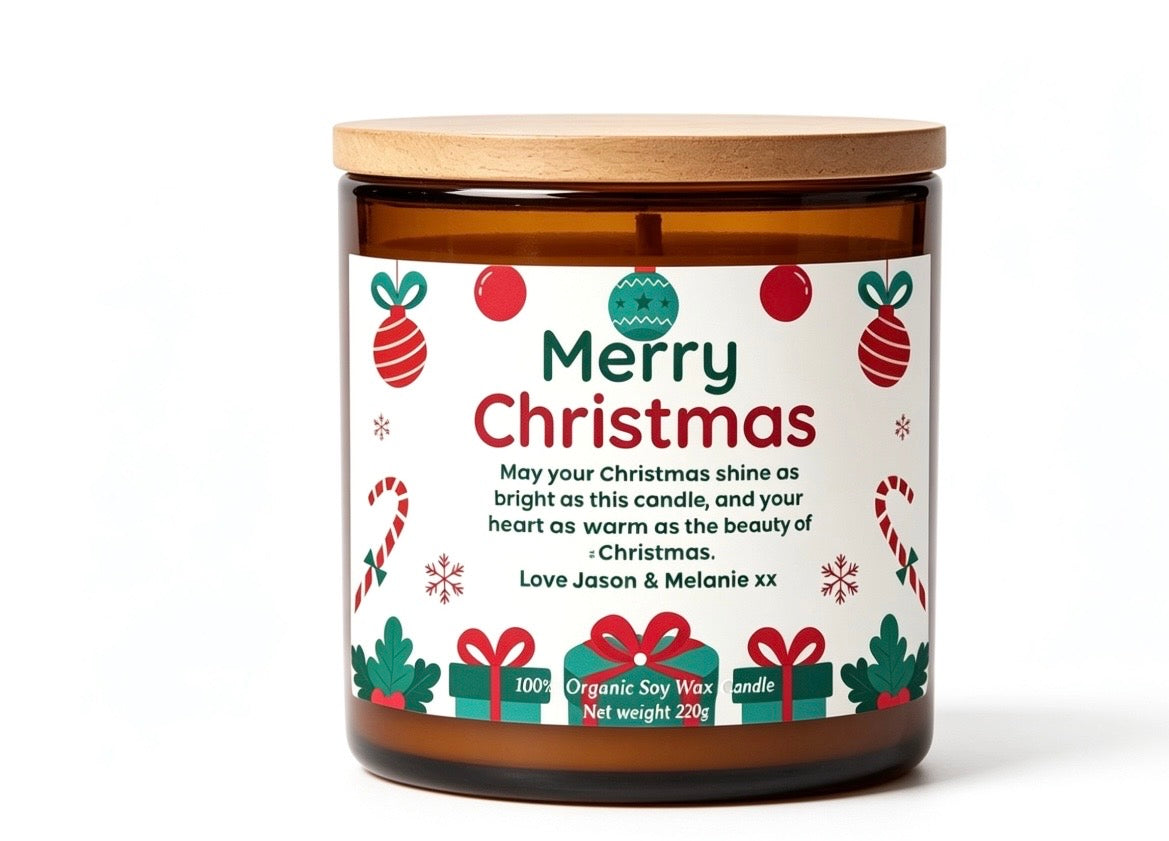 Merry Christmas with a personalised candle gift