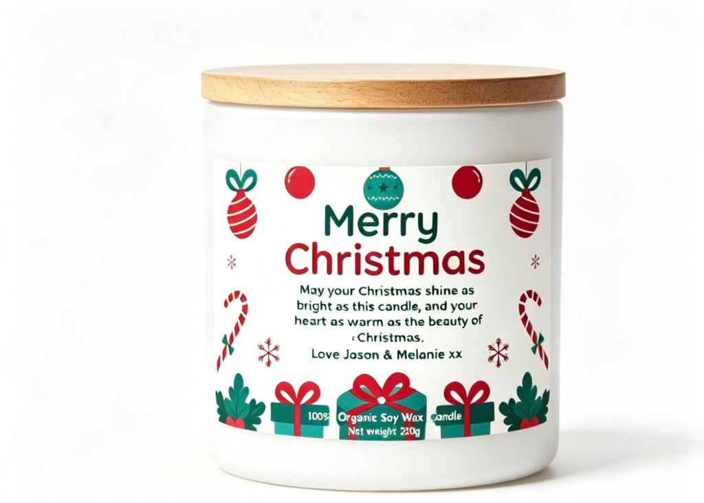 Merry Christmas with a personalised candle gift