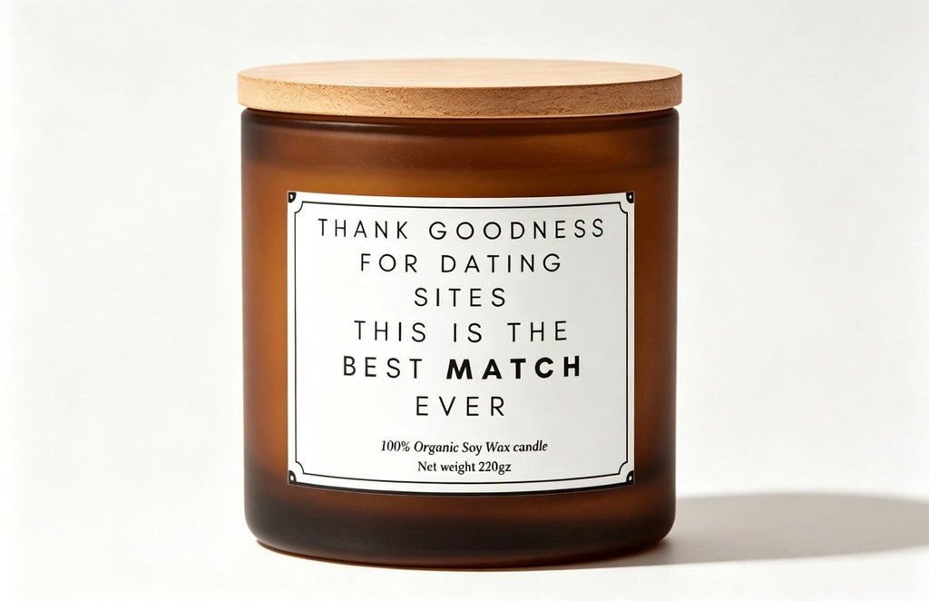 thank goodness for dating sites this is the best match ever funny candle gift