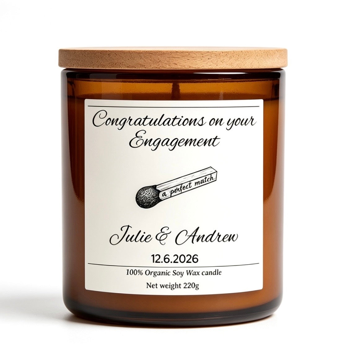 Congratulations on your engagement personalised candle gift