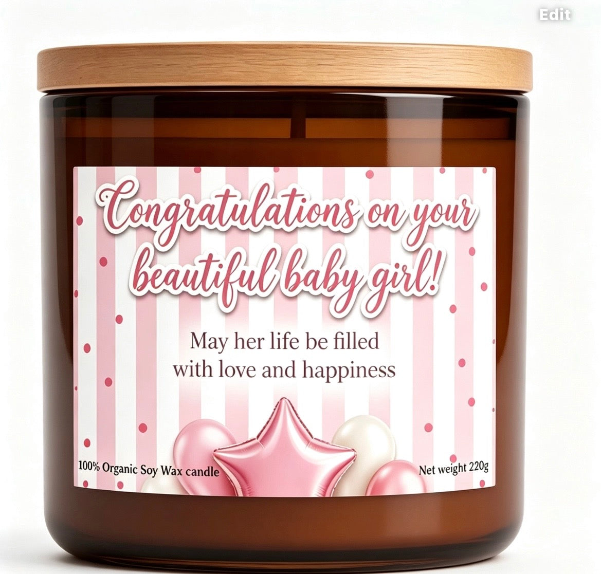 Congratulations on your beautiful baby girl candle gift