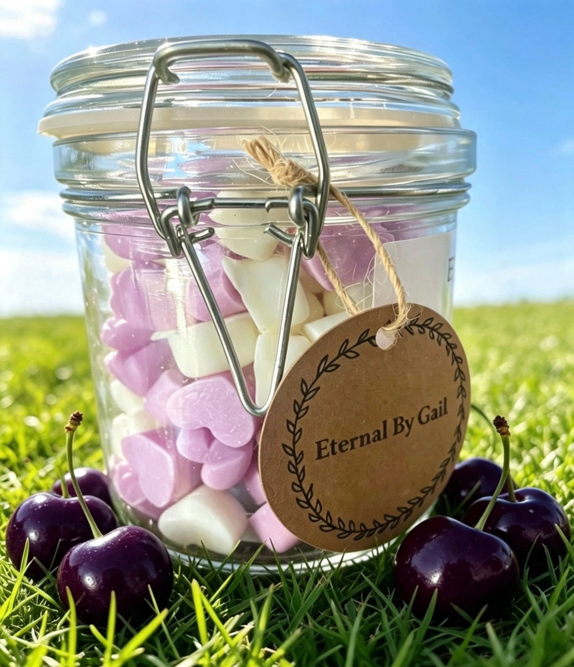 Wild cherry 120g jar soy heart shape wax melts