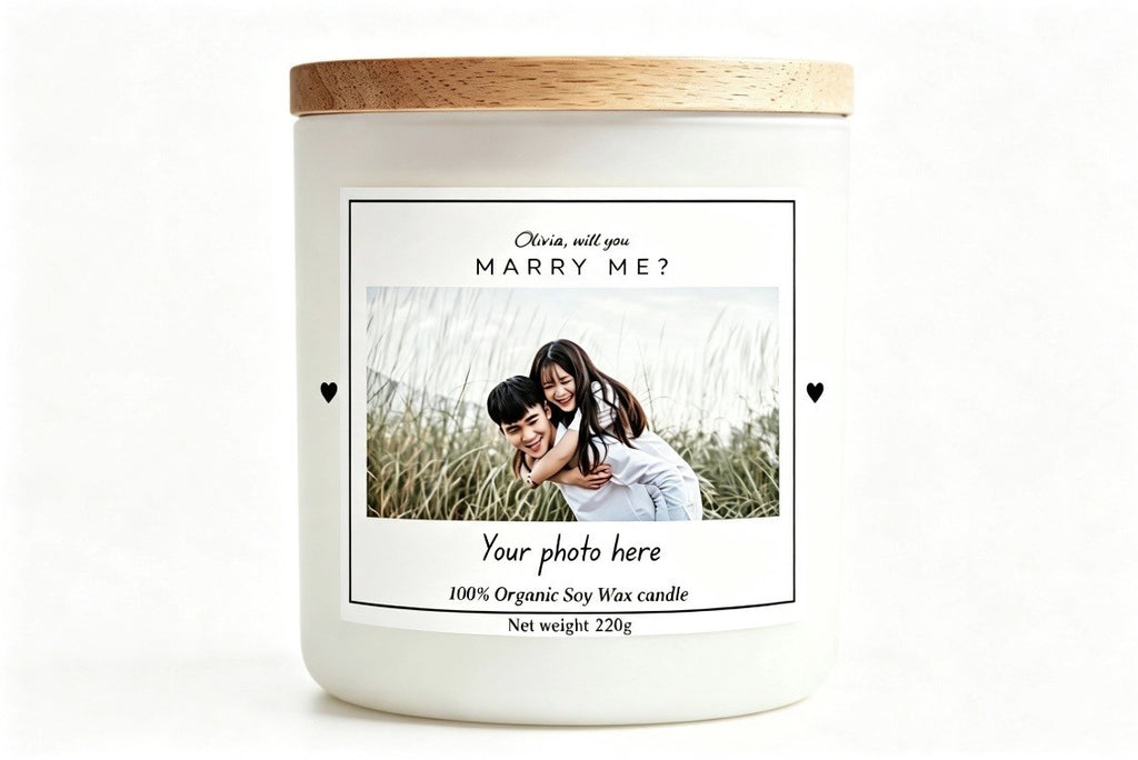 Marriage Proposal Gift – Personalised 220g Soy Wax Candle | Custom "Will You Marry Me?