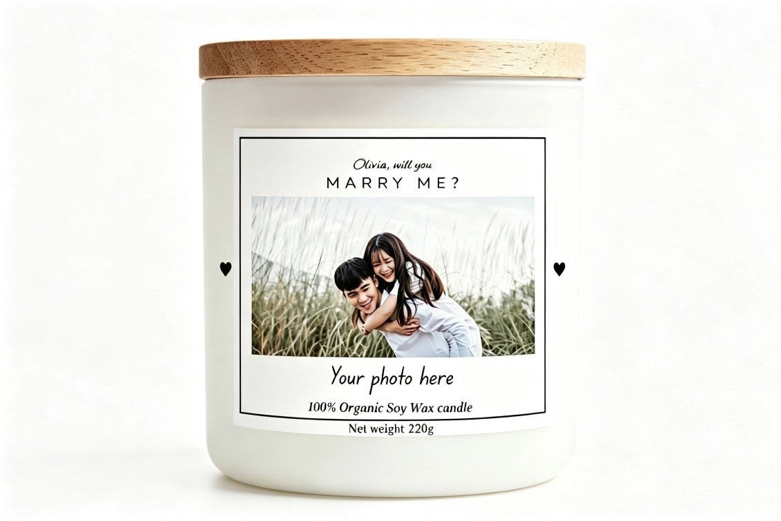 Marriage Proposal Gift – Personalised 220g Soy Wax Candle | Custom "Will You Marry Me?