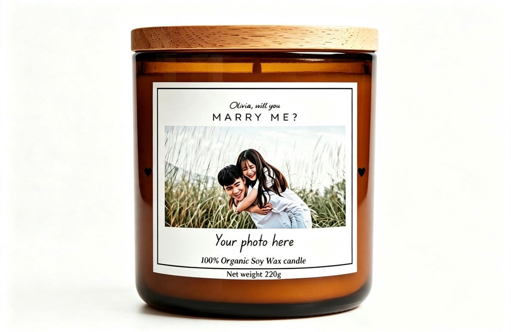 Marriage Proposal Gift – Personalised 220g Soy Wax Candle | Custom "Will You Marry Me?