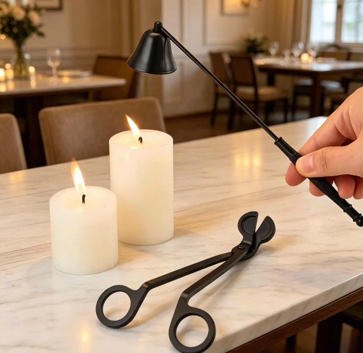 Candle care gift set wick dipper snuffer and trimmer in a box