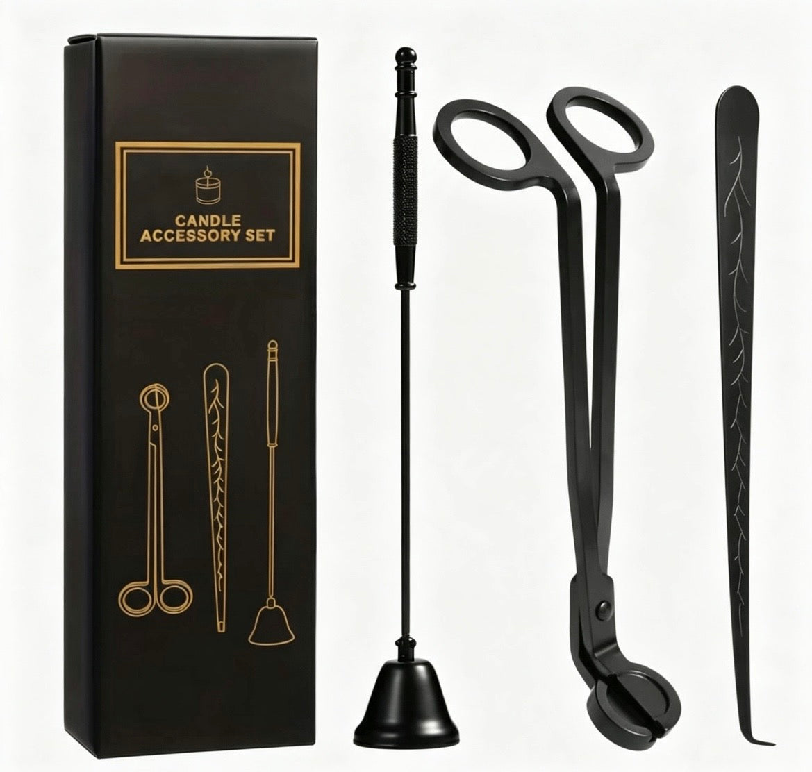 Candle care gift set wick dipper snuffer and trimmer in a box
