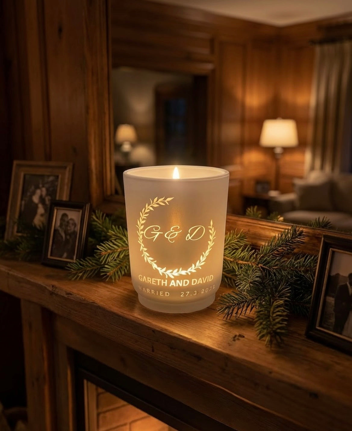T Light personalised jar with 2 T Lights for special occasions