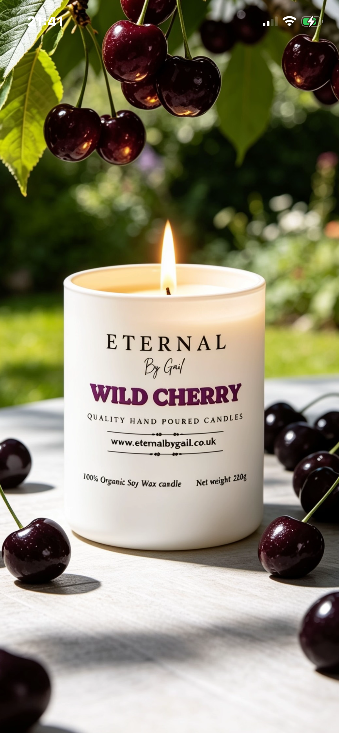 Wild Cherry 220g 100% Soy Wax Candle