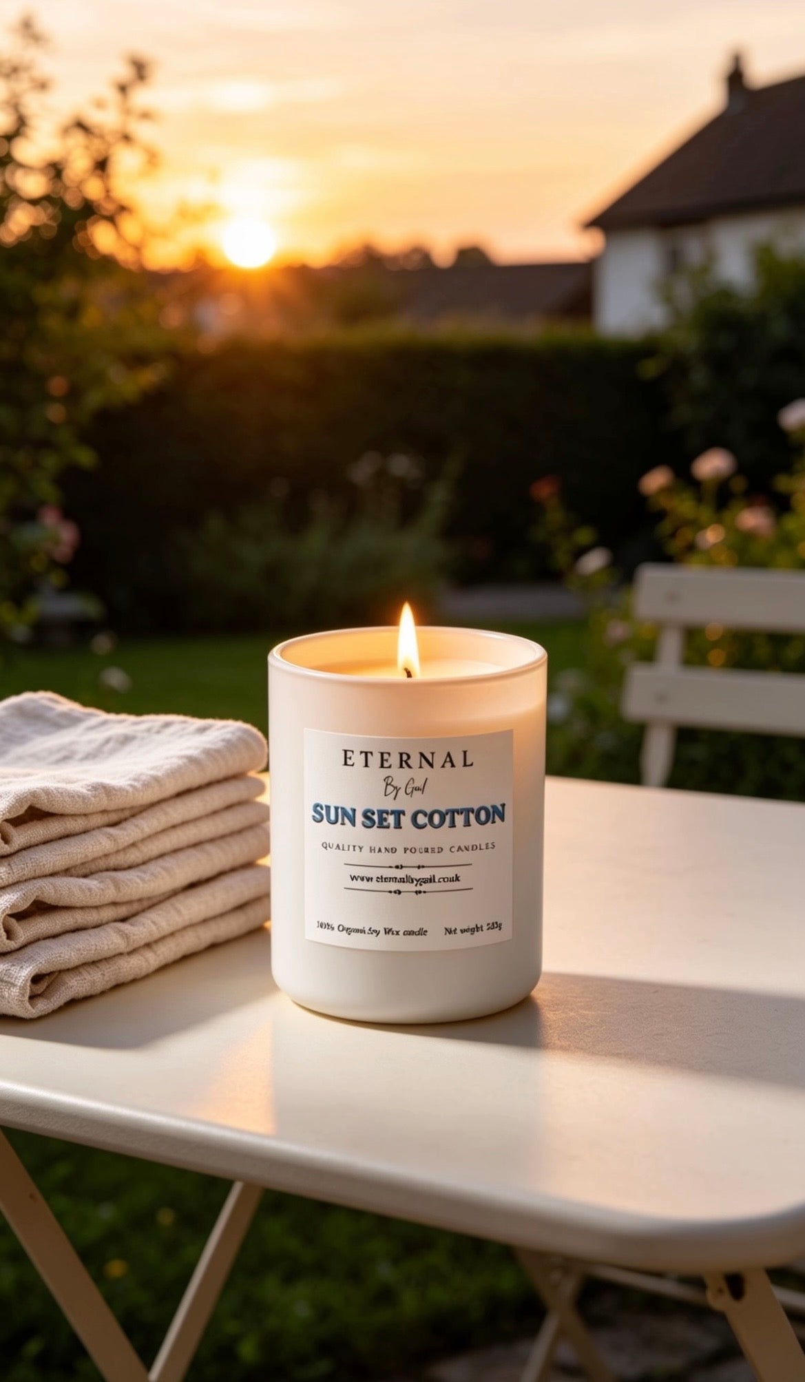 Sun set Cotton 220g 100% Soy Wax Candle