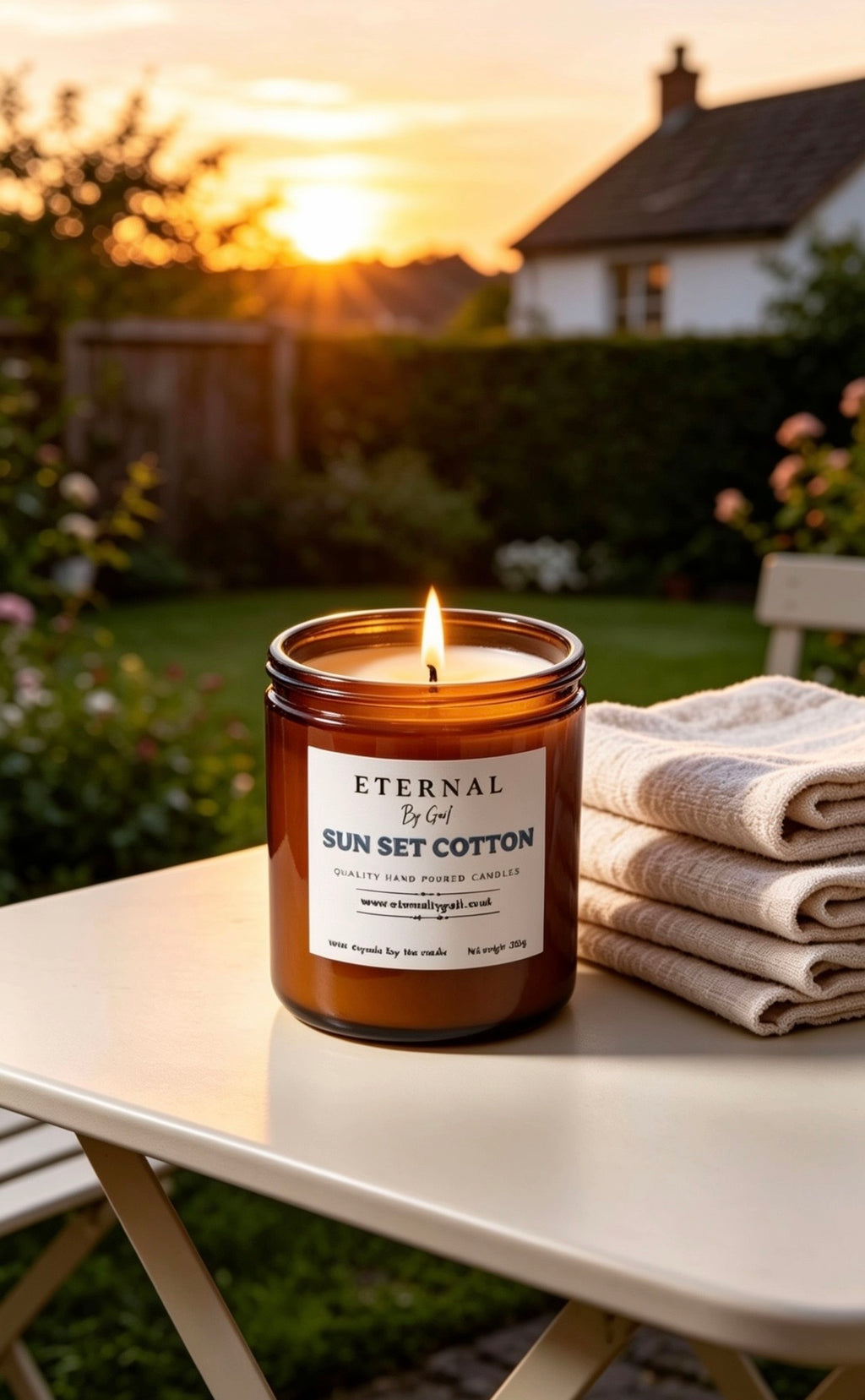 Sun set Cotton 220g 100% Soy Wax Candle
