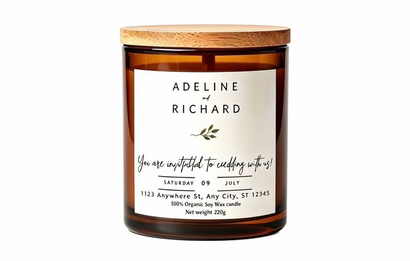 Wedding invitation candle gift