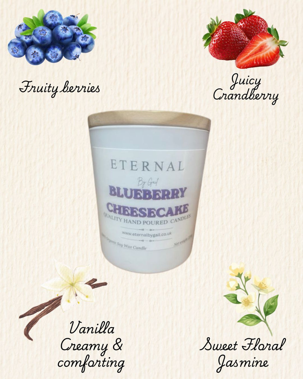 Blueberry cheesecake 120g heart shape wax melts with a wooden spoon