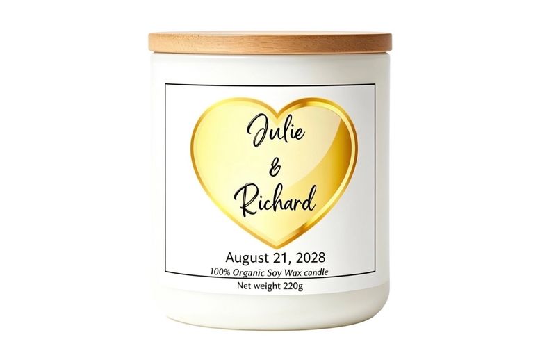 Wedding day personalised gift candle