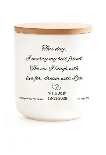 Special wedding day personalised candle