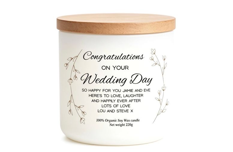 Wedding personalised candle